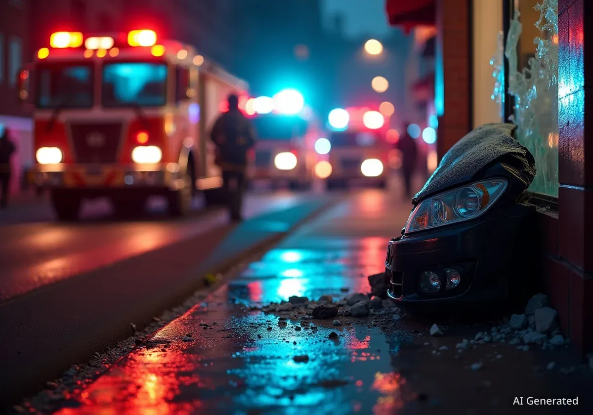 Auto durchbricht Schaufenster am Ignaz-Rieder-Kai